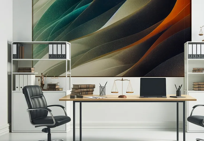 پوستر دیواری سه بعدی دفتر کار طرح خطوط فراکتال رنگی